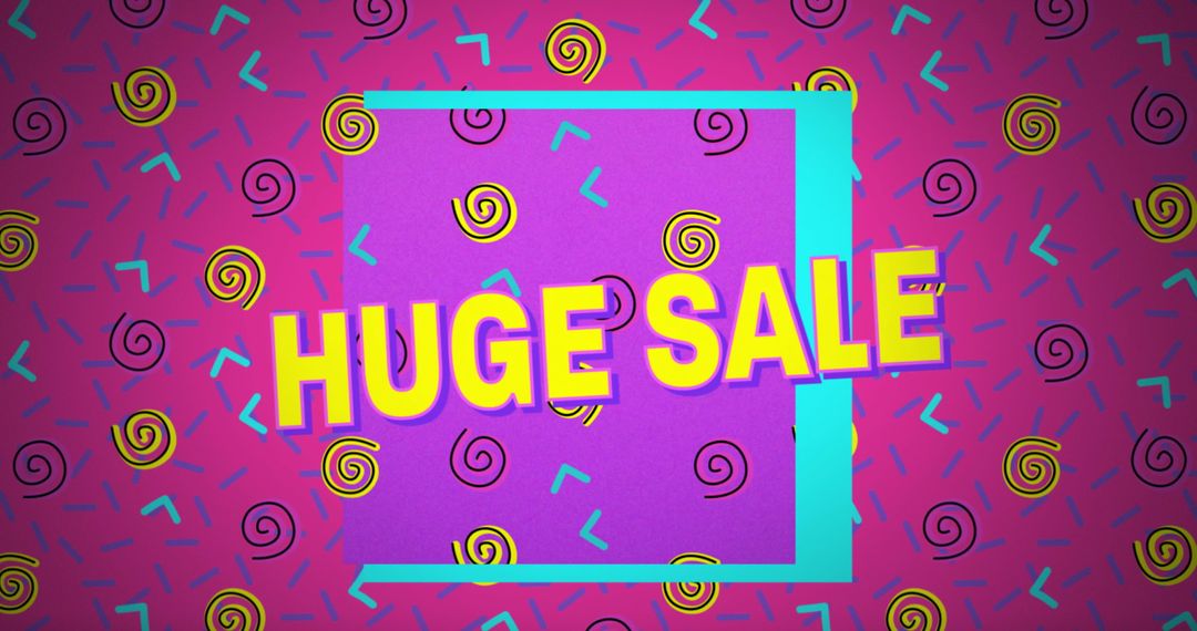 Vibrant Retro Design Displaying Huge Sale Message