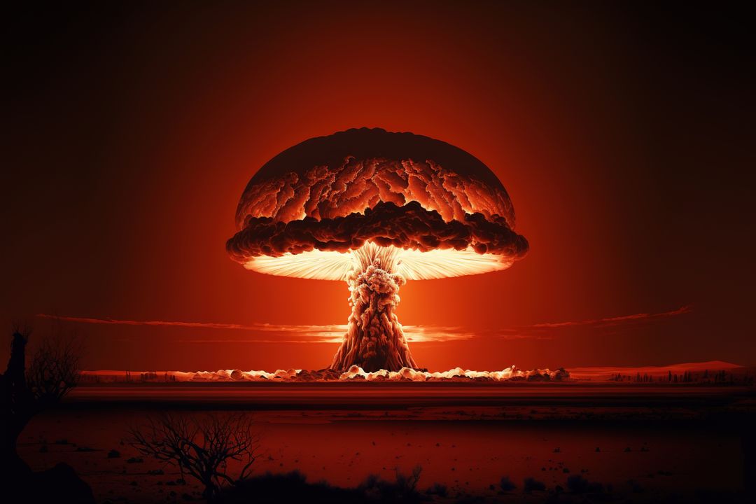Image of landscape with nuclear explosion created using generative ai technology - Free Images, Stock Photos and Pictures on Pikwizard.com