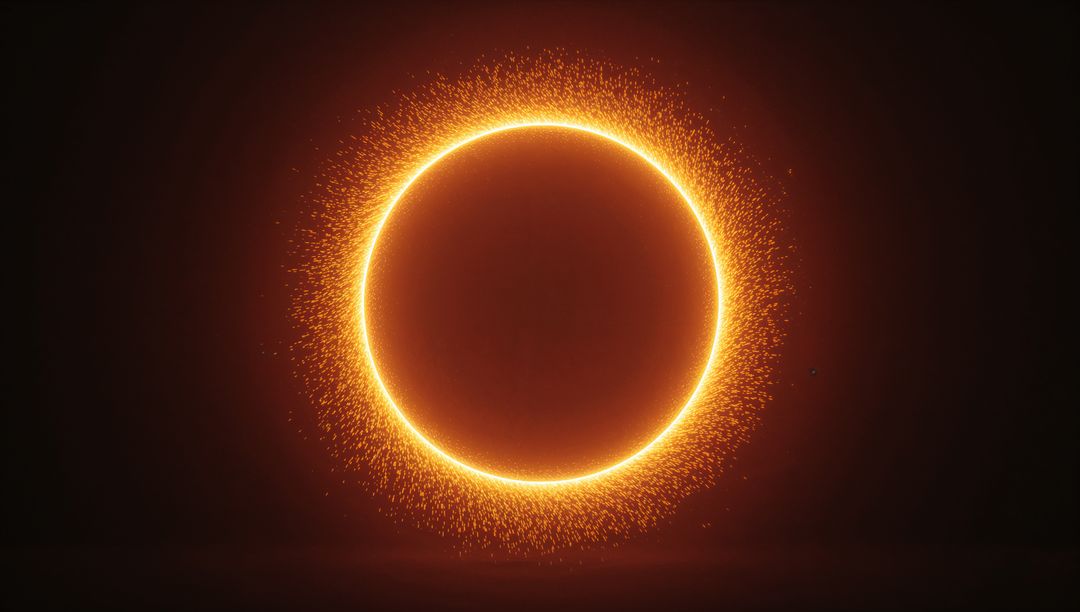 Cosmic Glow Particle Ring with Radiant Fiery Halo