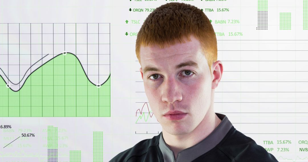 Rugby Player Analyzing Data on Business Technology