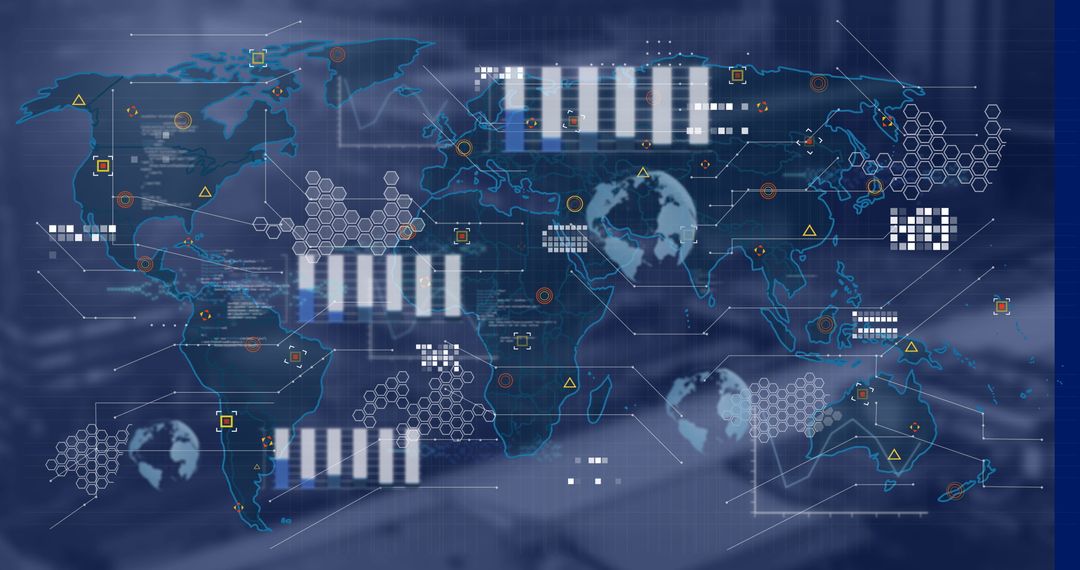 Digital interface with global data network visualization