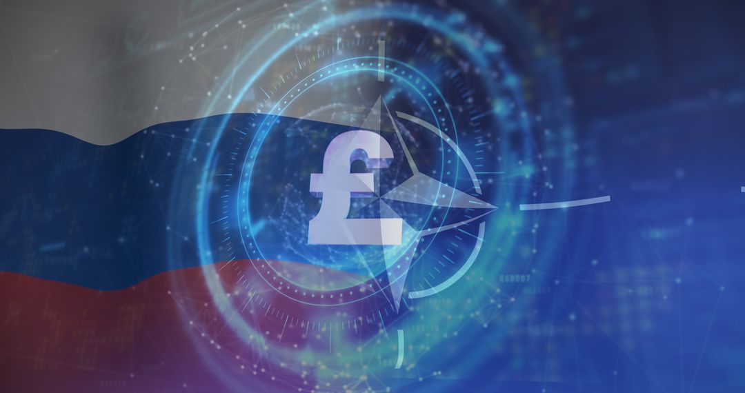 British Pound and Russian Flag Symbolizing Economic Conflict