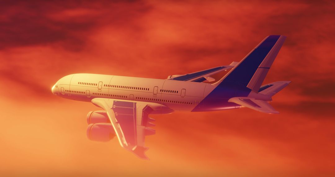 Digital Airplane Soaring Through a Vibrant Sky