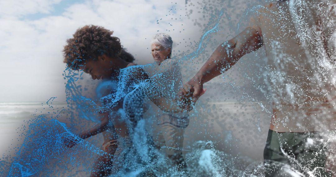 Multigenerational Family Embracing Ocean Joy