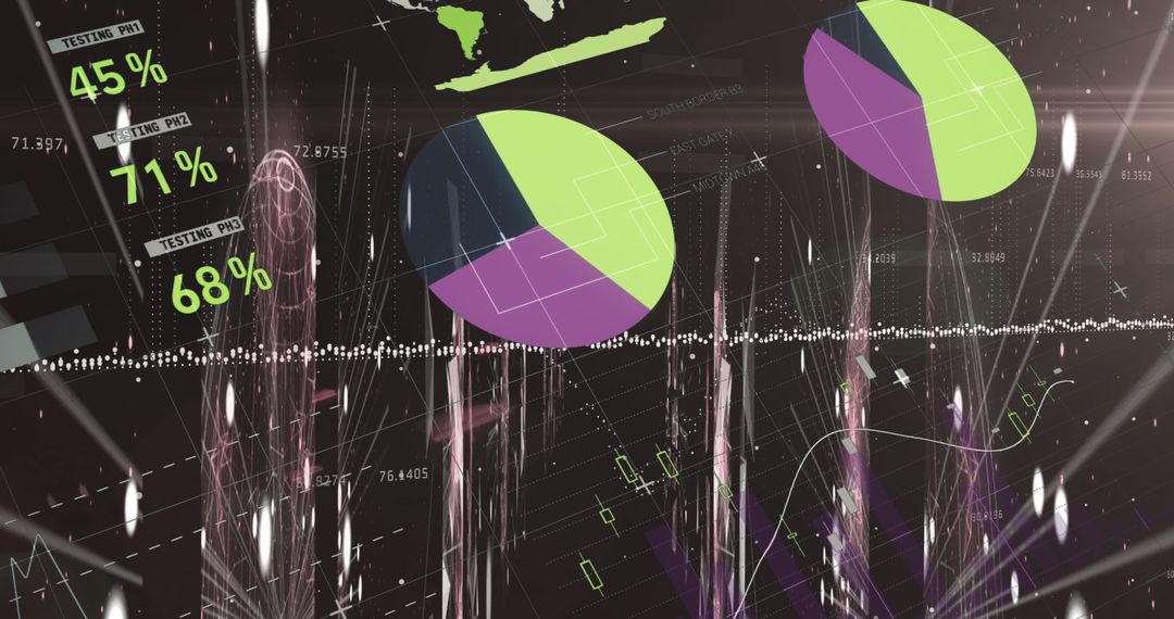 Innovative 3D Pie Charts in Futuristic Analytics Dashboard