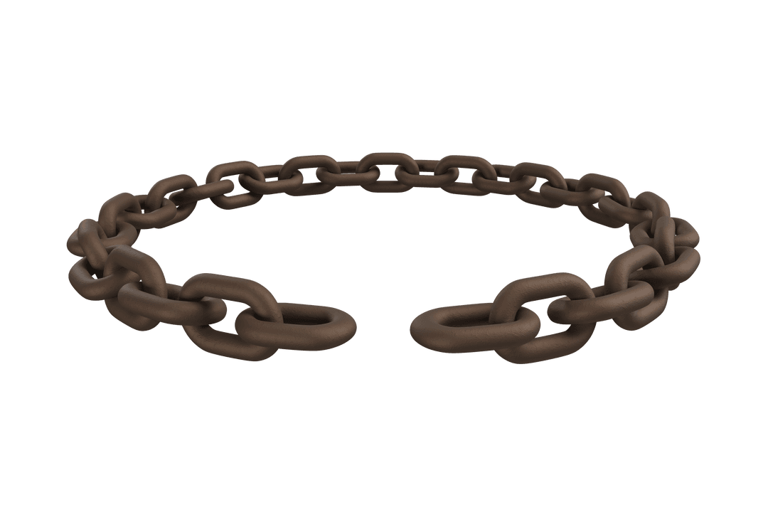 Transparent Circle of Broken Rusty Chain Links 3D Illustration