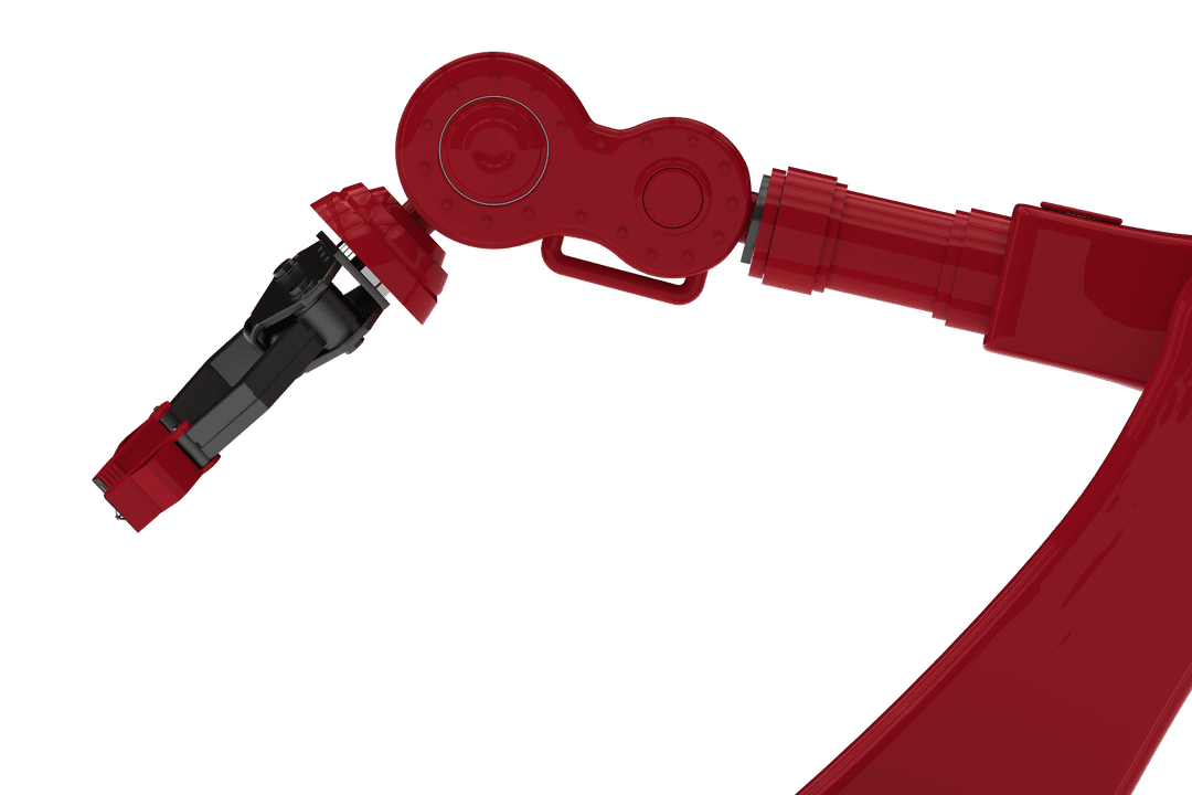 Close-up View of Red Robotic Claw with Transparent Background