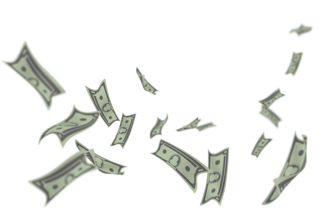 Transparent Vector Illustration of Floating Dollar Bills