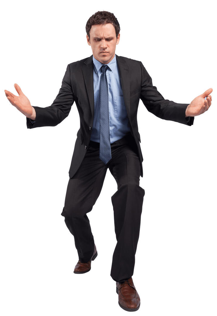 Businessman in Formal Suit with Outstretched Hands Transparent Background