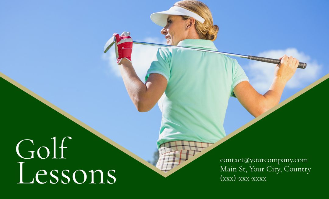 Professional Golfer Perfecting Swing Under Blue Sky