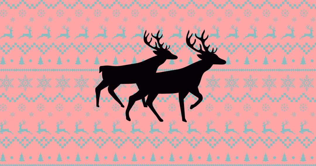 Reindeer Silhouette over Festive Christmas Pattern - Free Images, Stock Photos and Pictures on Pikwizard.com