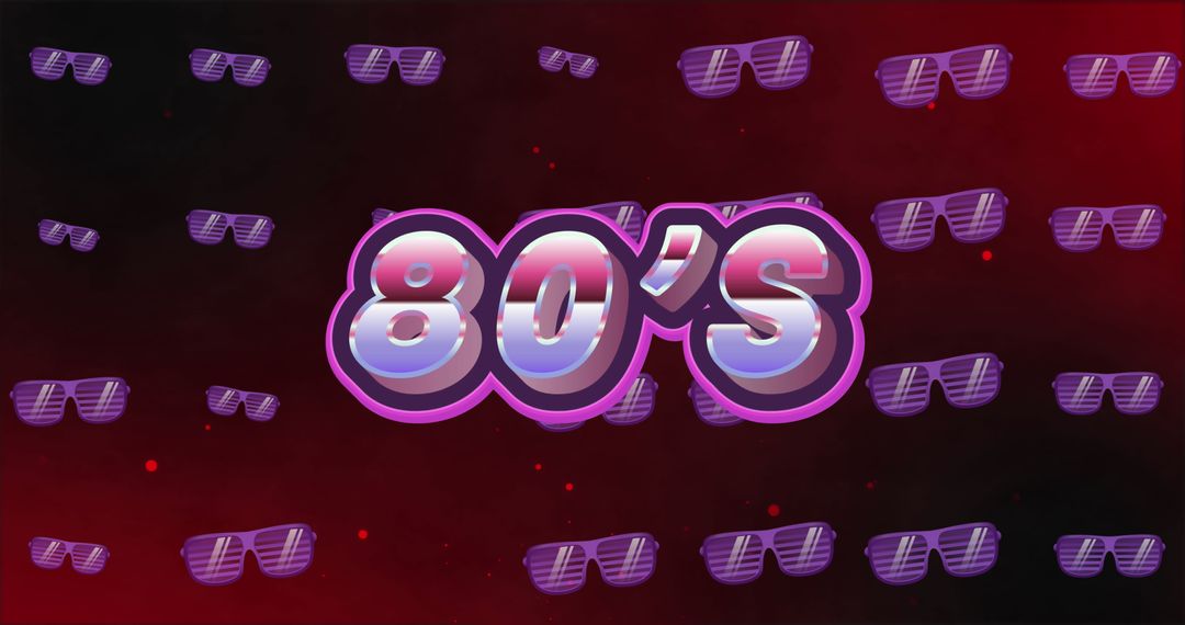 Retro 80s Style Text with Neon Sunglasses Pattern