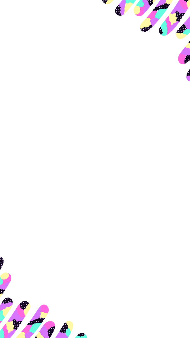 Colorful Wavy Ribbons on Transparent Background with Polka Dots