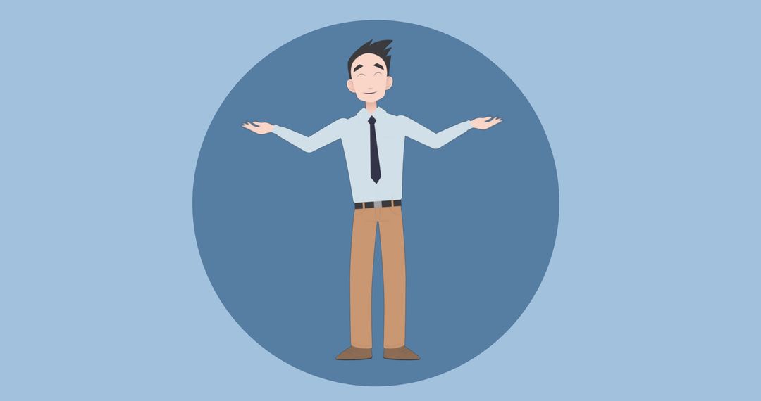 Animated Businessman Giving Presentation on Blue Background