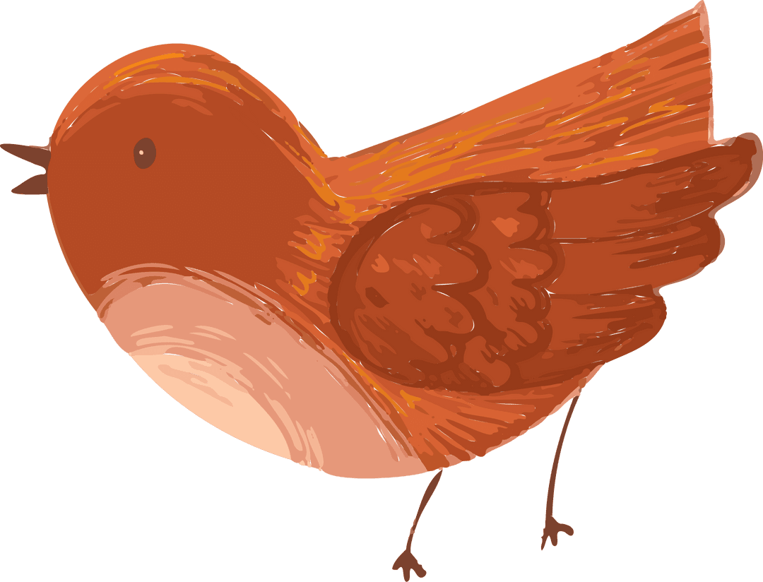 Colorful Stylized Bird With Orange Feathers Transparent Background