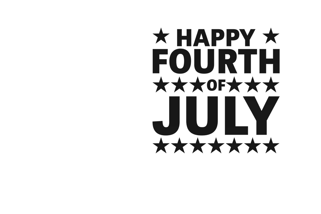 Happy Fourth of July Text Arts in Bold Style on Transparent Background