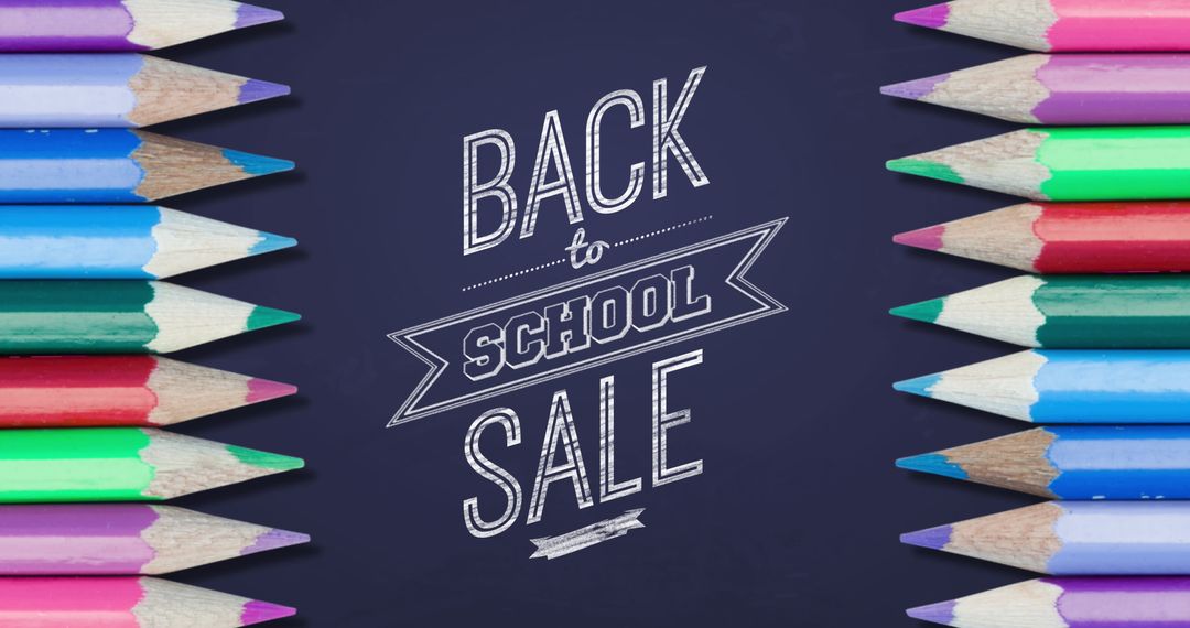 Colorful Pencils Promoting Back to School Sale on Purple Background
