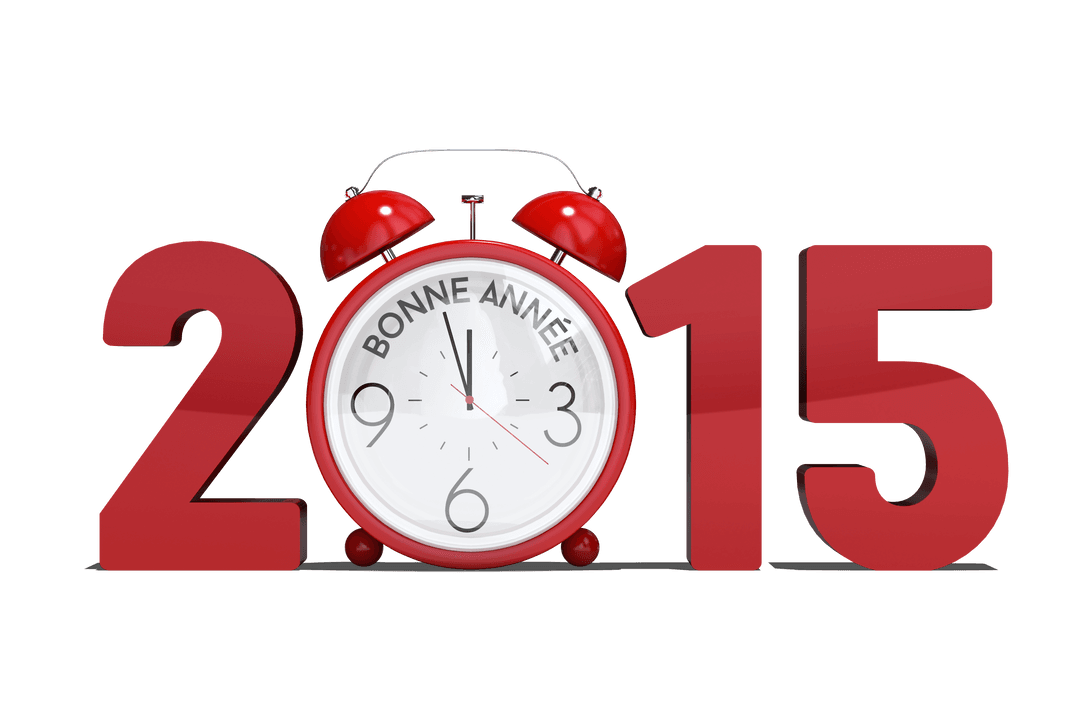 2015 New Year Alarm Clock on Transparent Background