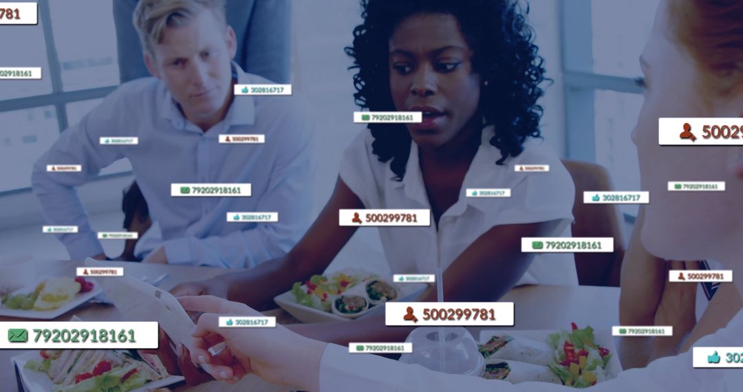 Diverse Team Analyzing Data with Floating Numbers