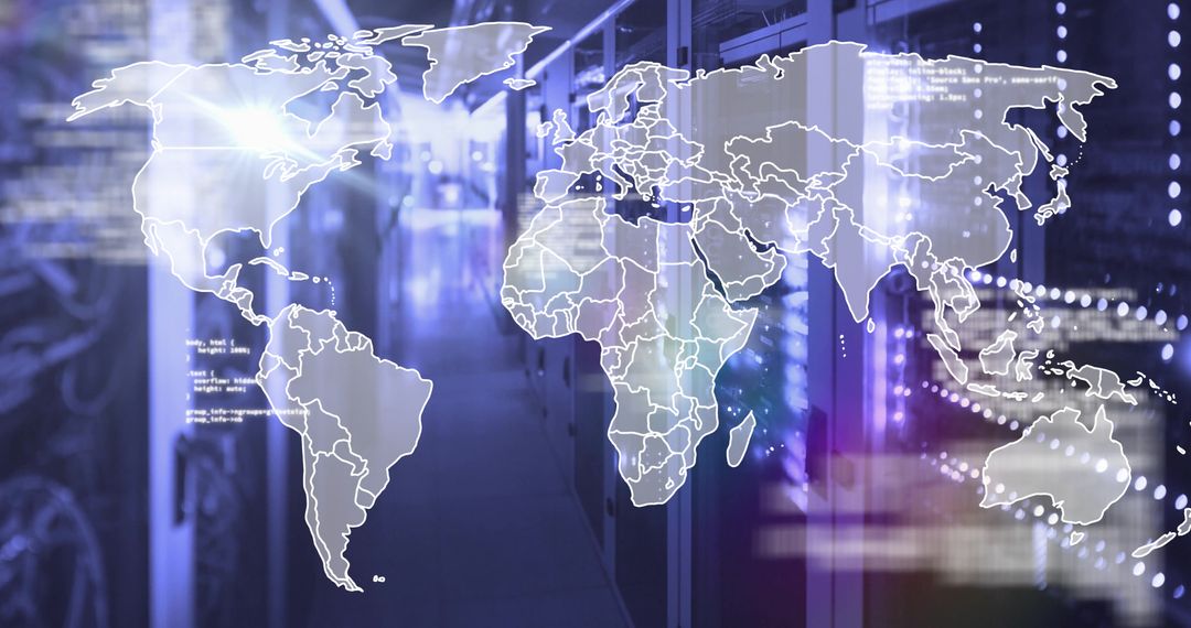 Futuristic Global Cyber Network in High-Tech Data Center