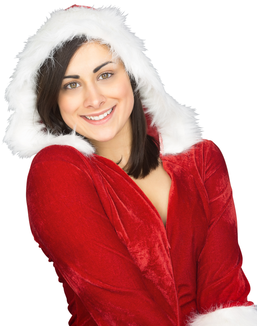 Smiling Woman in Santa Costume Looking Cheerful Transparent - Download Free Stock Images Pikwizard.com