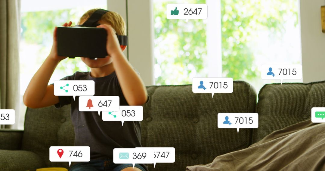 Child Immersed in Virtual Reality with Social Media Engagement