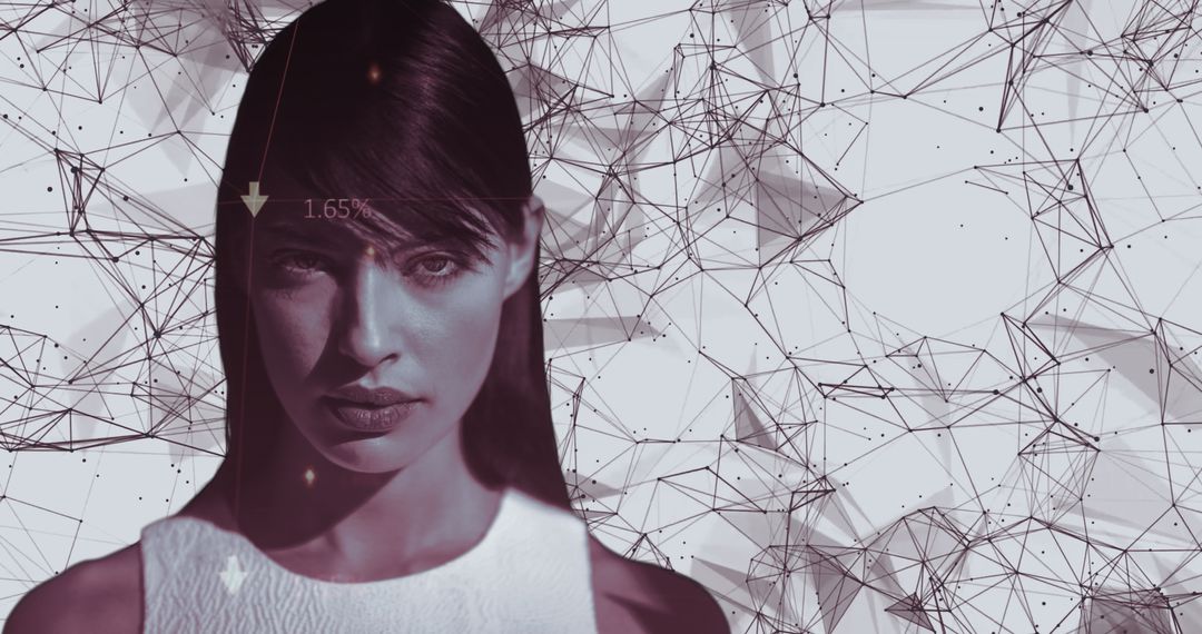 Futuristic Woman Amid Abstract Technology Patterns