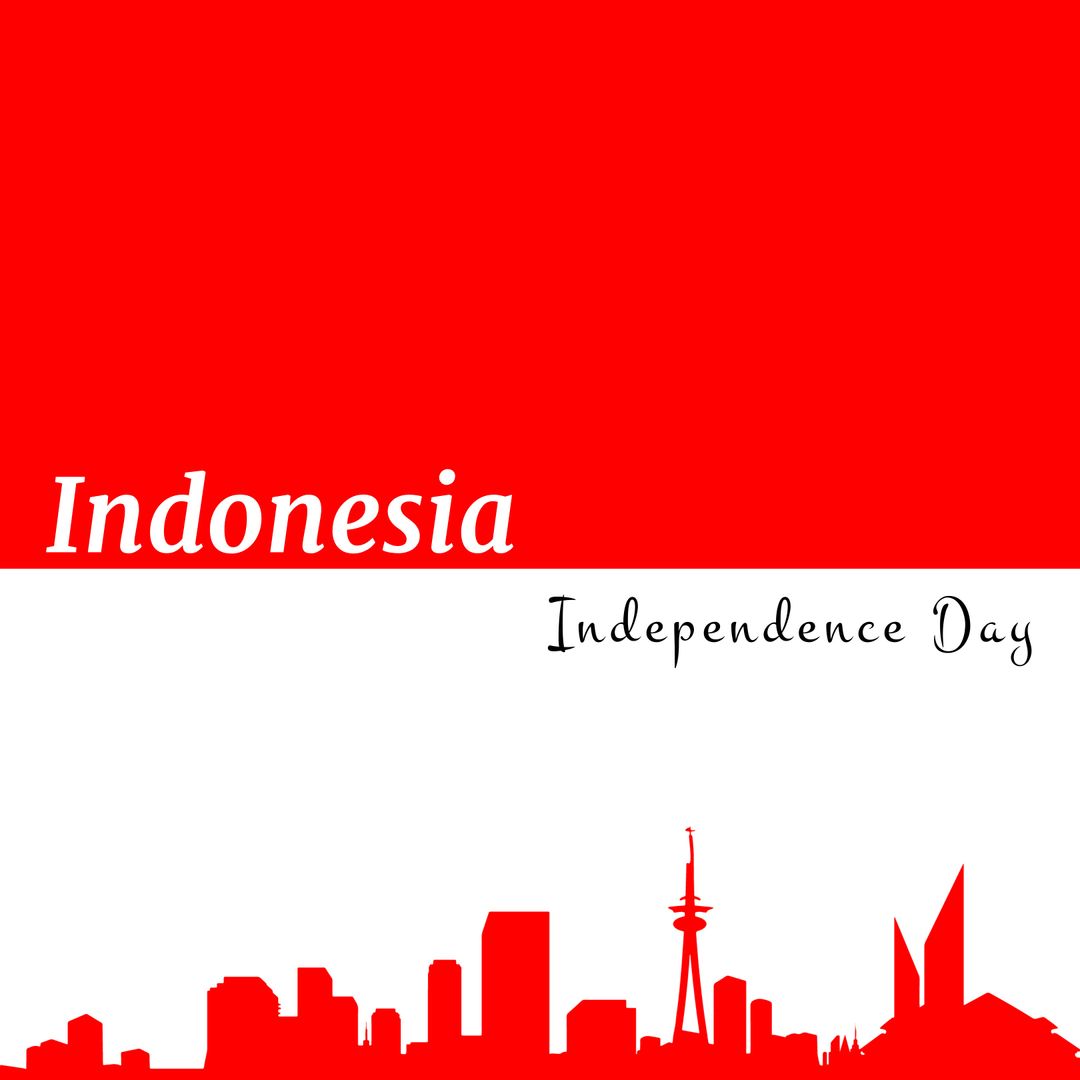Indonesia Independence Day Urban Skyline Silhouette Design