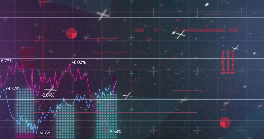 Futuristic Digital Interface with Graphs and Data Analysis Overlay