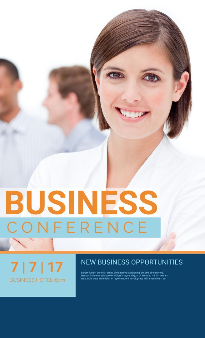 Confident Woman Smiling at Professional Networking Conference