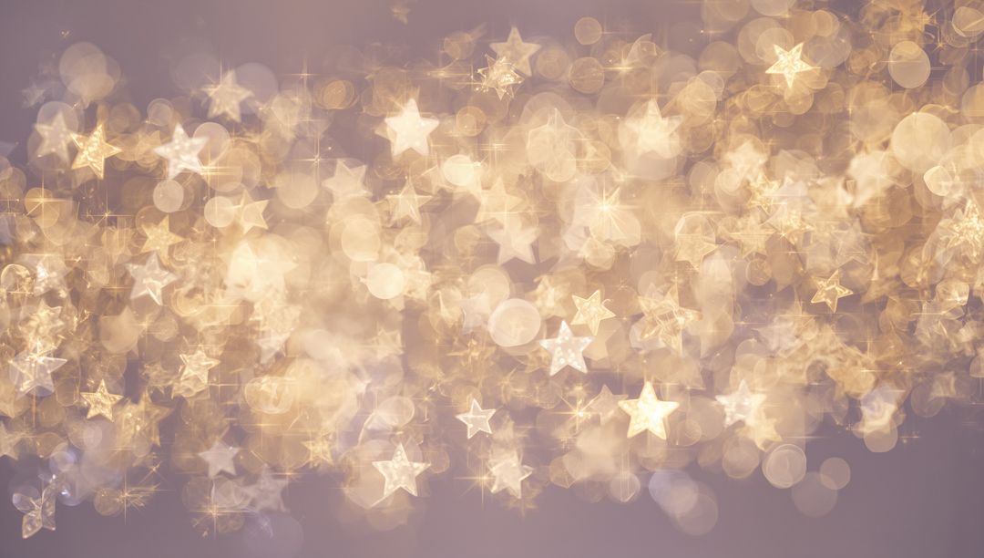 Shimmering Golden Star Bokeh Creating Soft Luminous Holiday Background with Sparkling Orbs