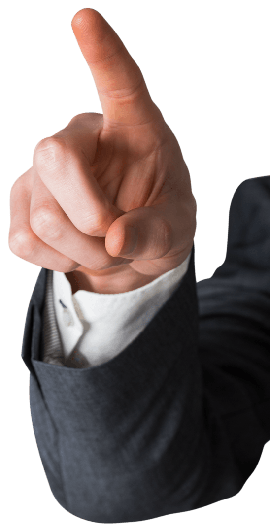 Businessman Hand Pointing Upward with Transparent Background