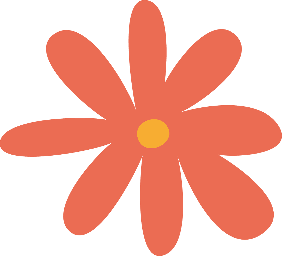 Vibrant Minimalistic Orange Flower on Transparent Background
