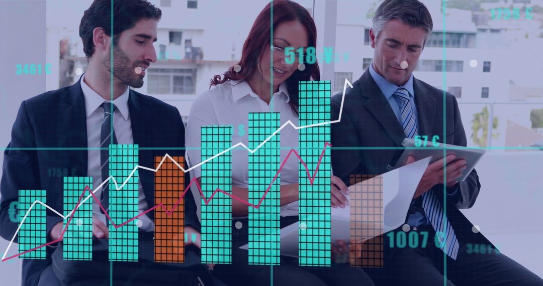 Business Professionals Analyzing Financial Data with Growth Charts