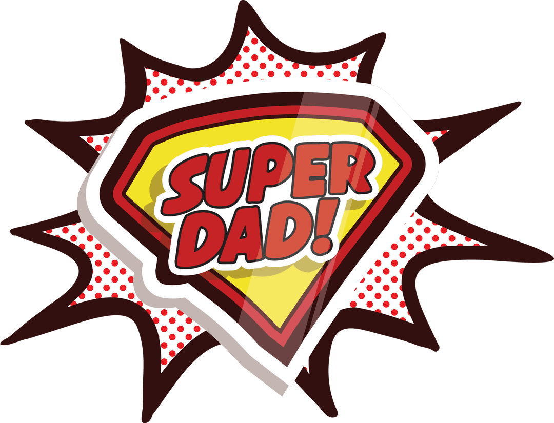 Super Dad Text Emblem on Transparent Background