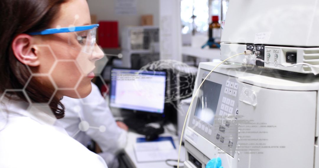 Female Scientist Analyzing Data with Advanced Lab Equipment