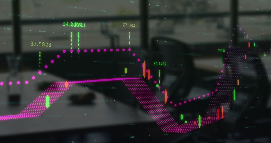 Dynamic Stock Market Analysis Overlay in Modern Office