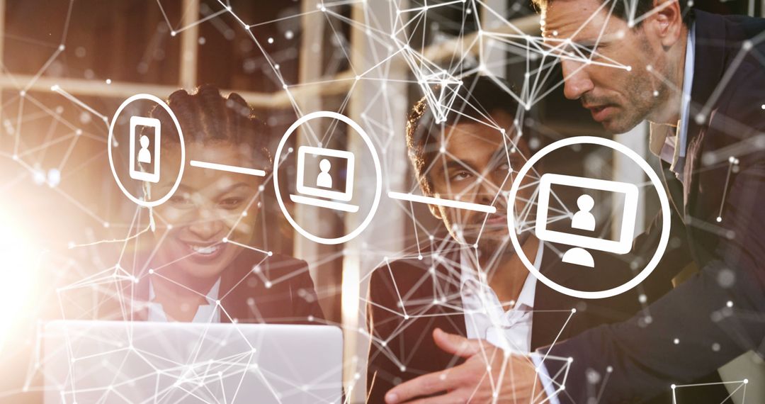 Global Business Team Analyzing Digital Network Connections