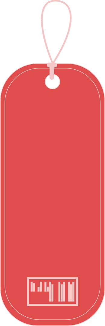 Red Gift Tag Design with Barcode on Transparent Background