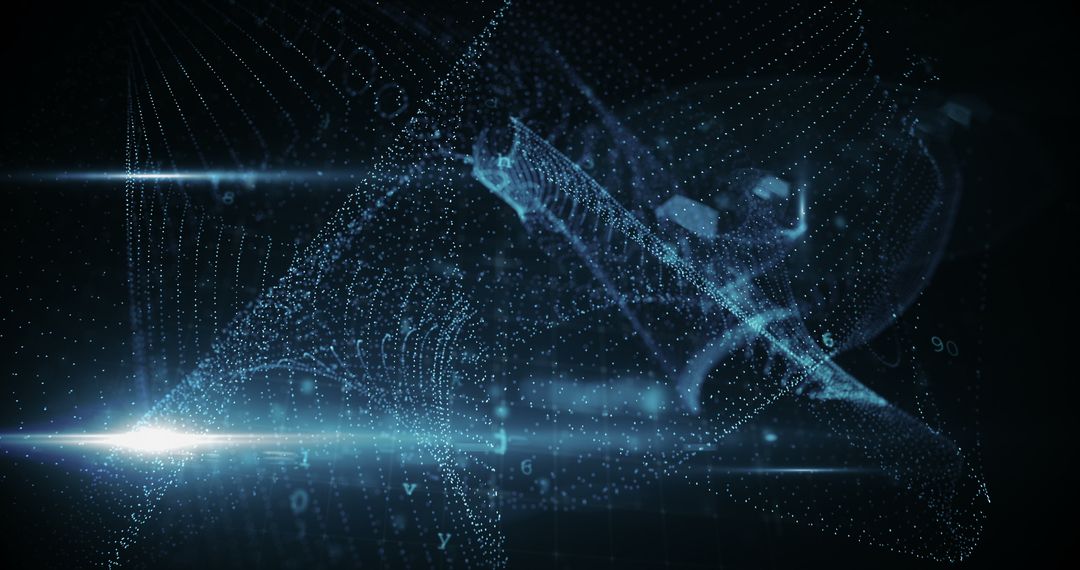 Futuristic Blue Padlock with Digital Data Streams