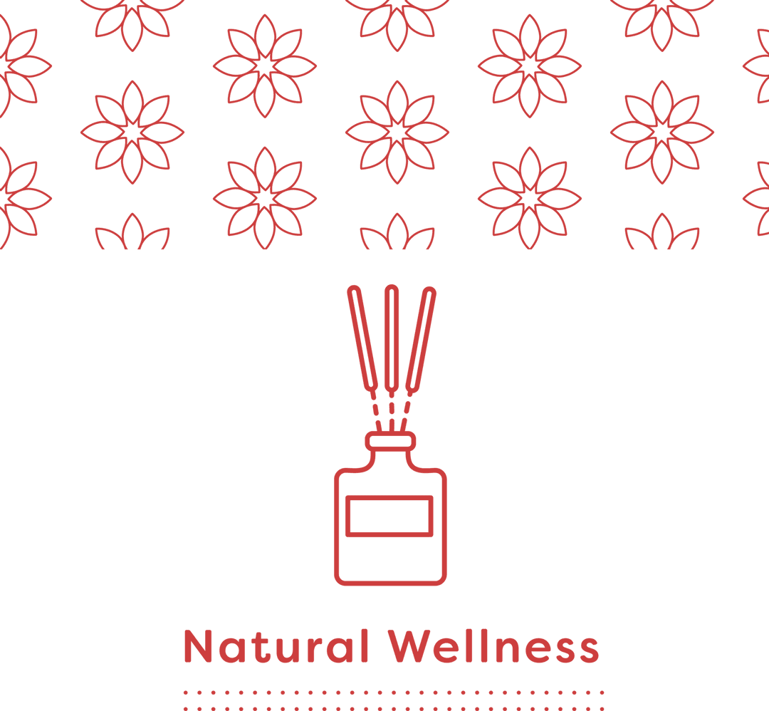 Transparent Floral Wellness Design with Aromatherapy Bottle Icon
