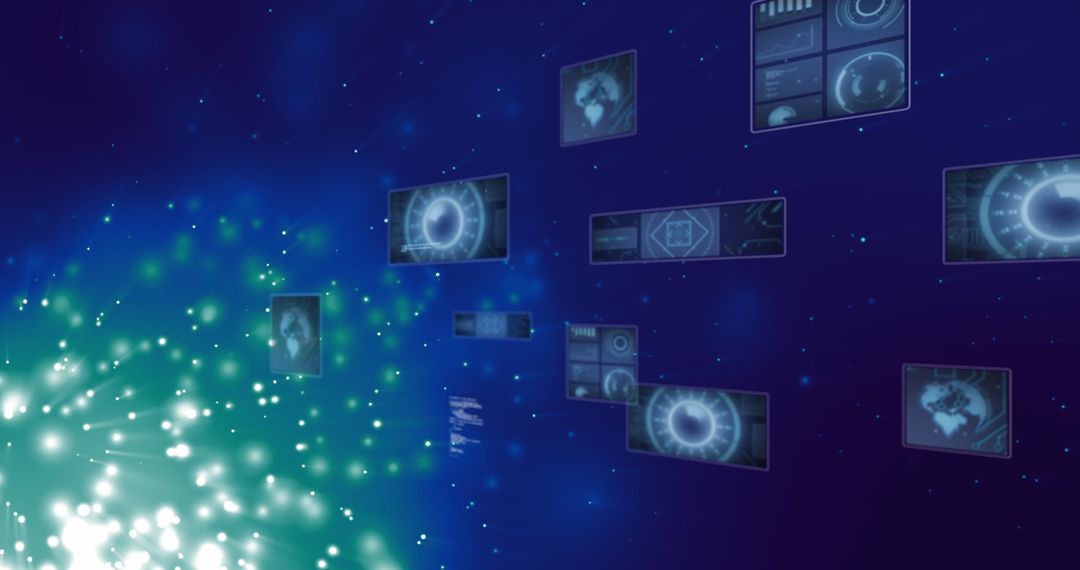 Futuristic Data Flow and Communication Screen Graphics