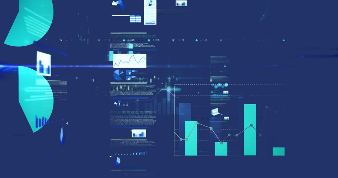 Digital Charts and Graphs on Blue Technological Background