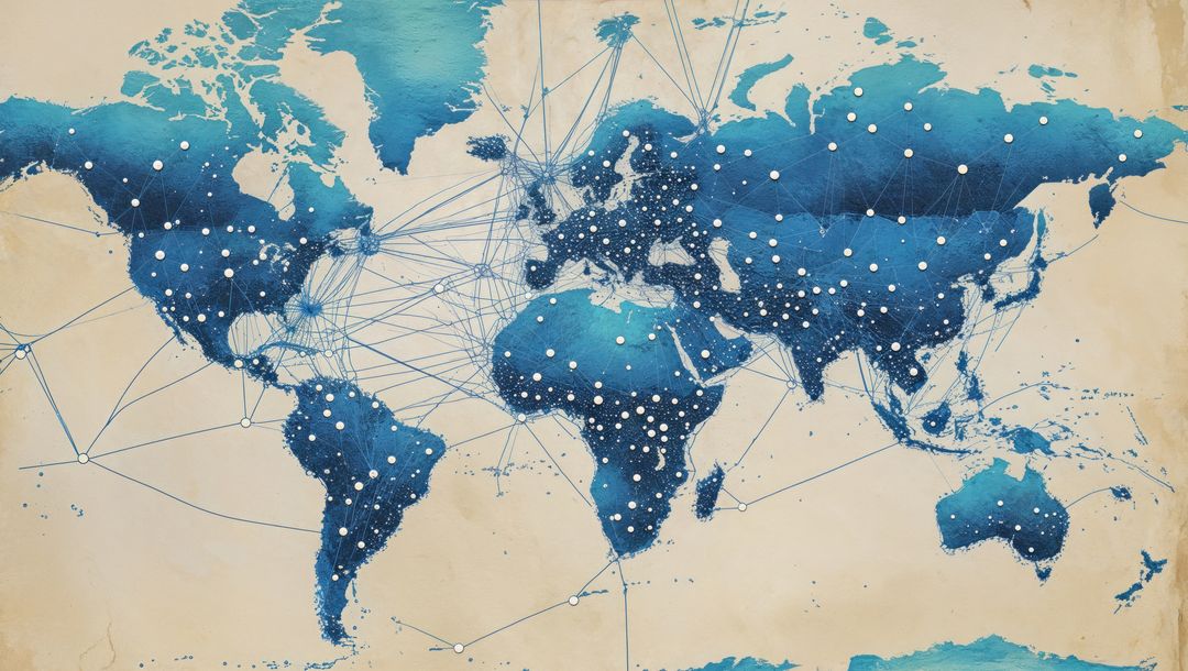 Stylized World Map Illustrating Global Connectivity Networks