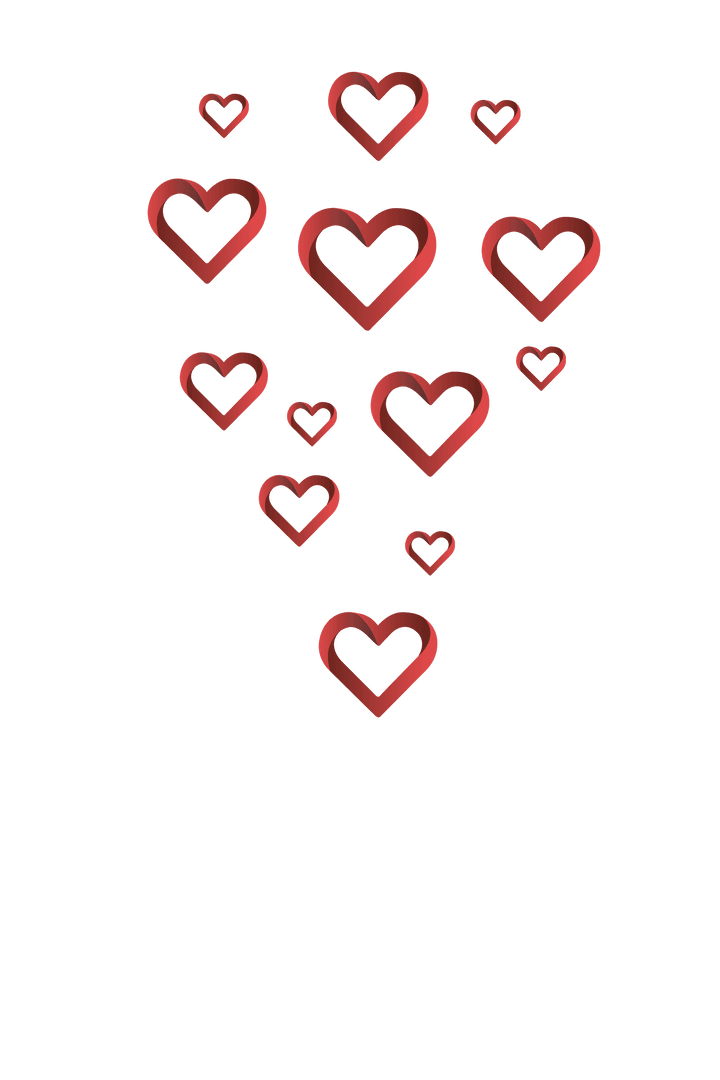 Red Hearts Illustration on Transparent Background for Valentine's Designs