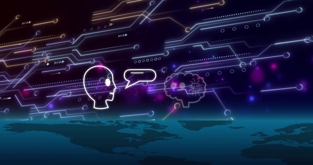 AI Digital Interface with Global Cyber Connections