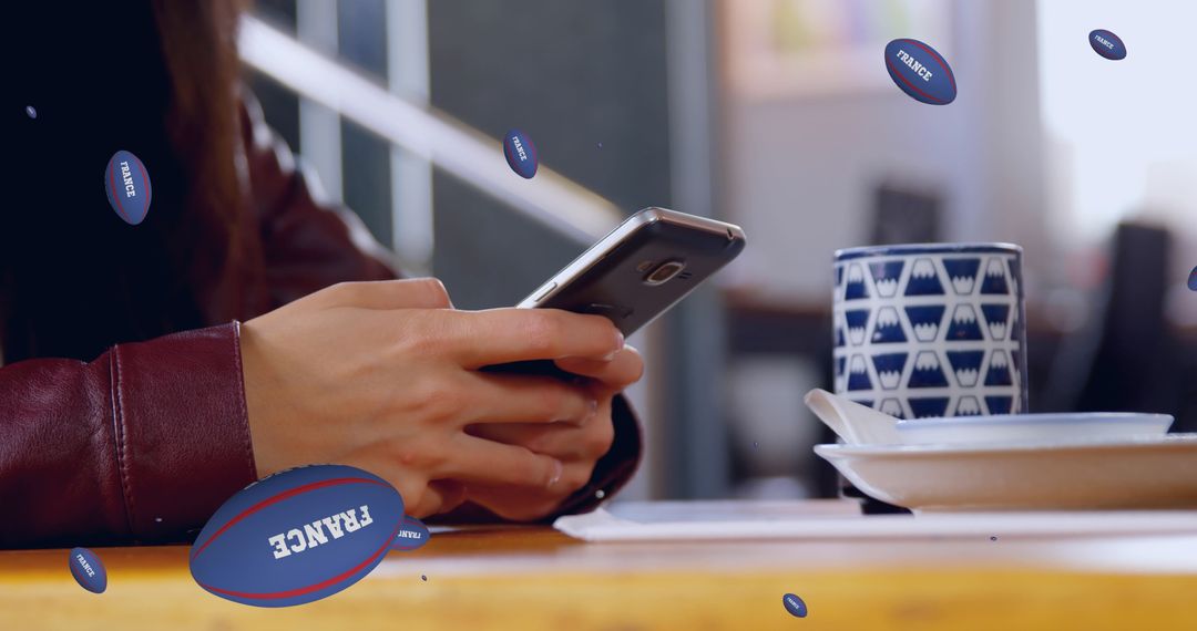 Digital Interaction with Falling France Rugby Balls Graphic