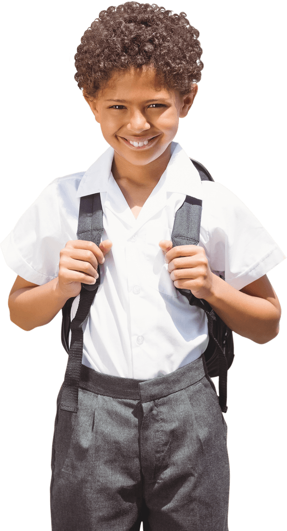 Happy School Student with Transparent Background