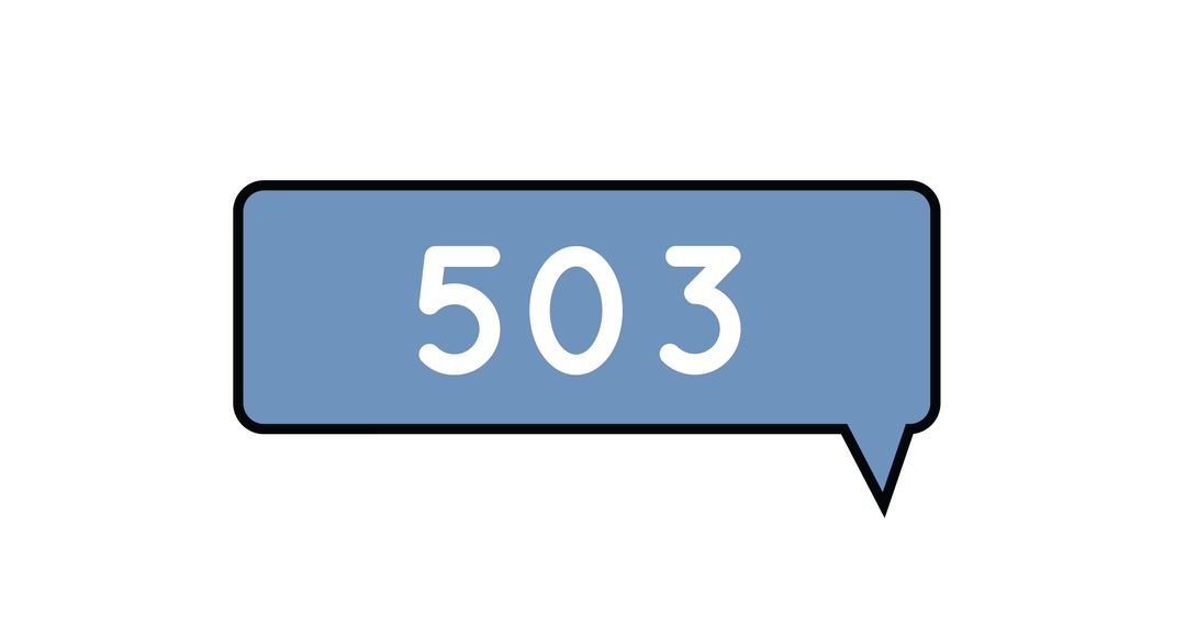 Blue Bubble Icon with 503 Notification on White Background