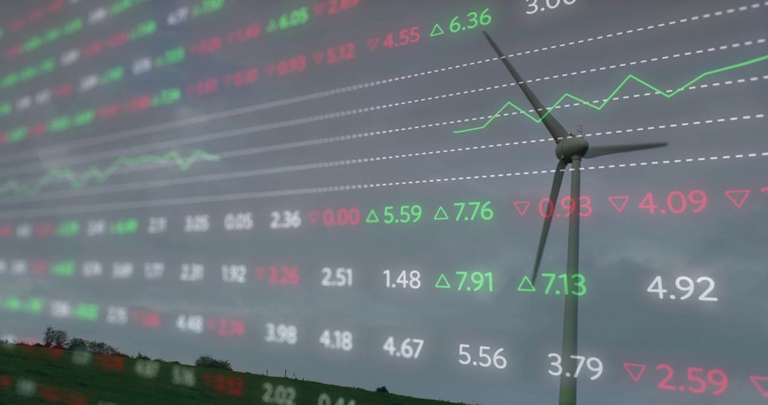 Wind Turbine and Stock Market Overlay Reflecting Sustainable Investment